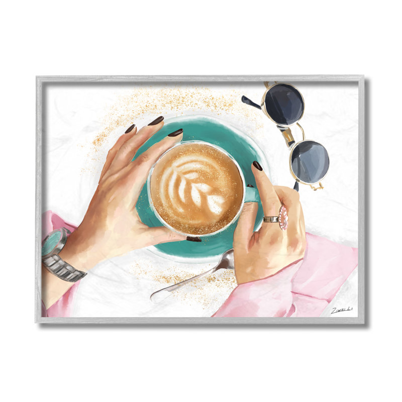 Tasse à café Fashionista, détail glamour cappuccino, H 16 po x l 20 po, Estampe numérique Farmhouse