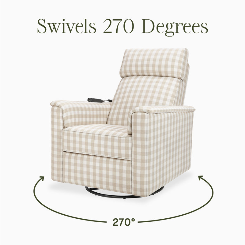 Willa Deluxe Power Recliner and Swivel Glider with Heat and Massage, Tan Gingham