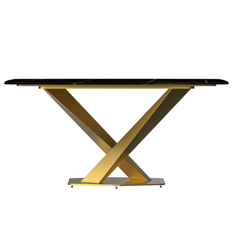 Kivah rectangulaire, H 29,5 po x L 55,11 po x l 31,5 po, Noir / or