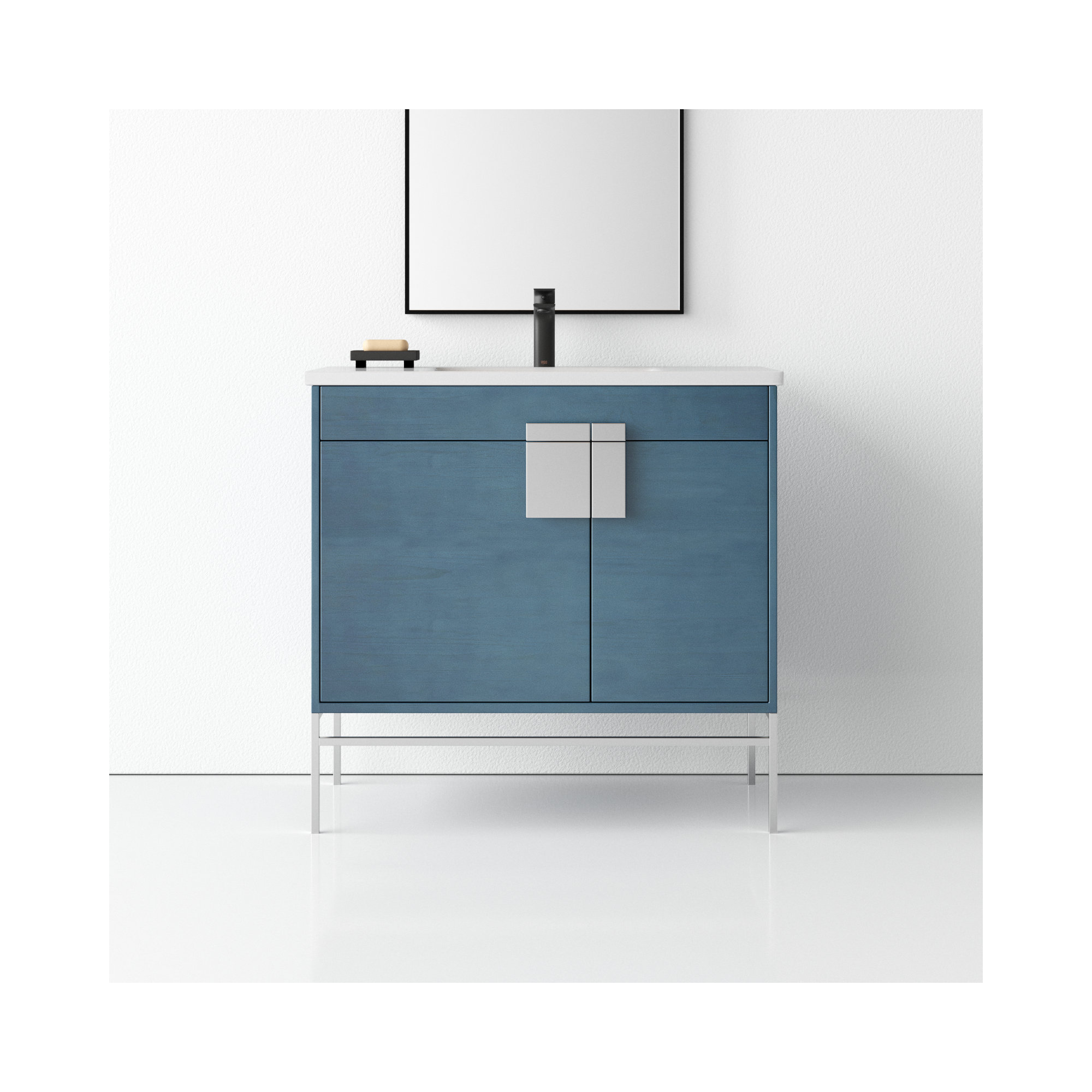 Maisie 36'' Single Bathroom Vanity, Polished Chrome, French Blue