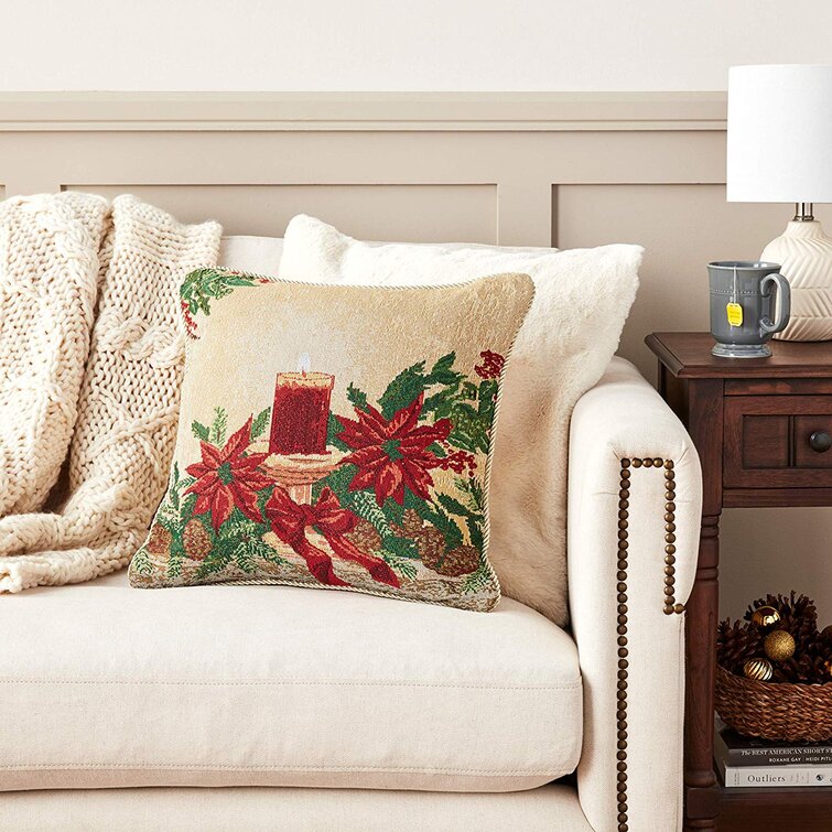 Quan Christmas Poinsettia Design Throw Pillow The Holiday Aisle