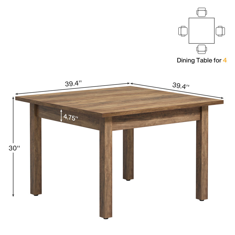 Table de conférence carrée 39,4 po Deyanira, Brun grisâtre