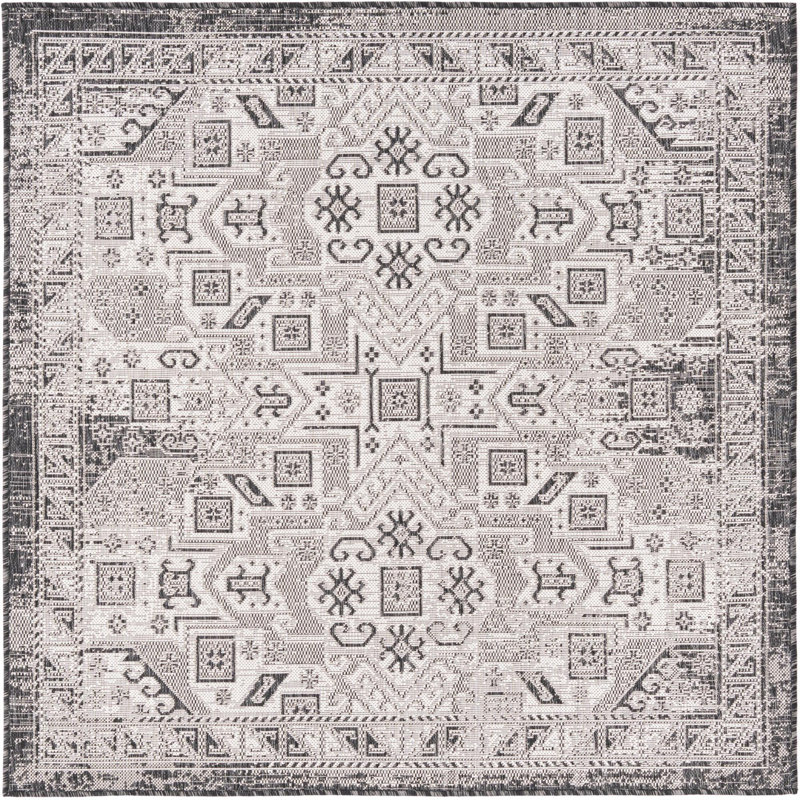 Outdoor Chand Area Rug Gray Color, Square 7'10"