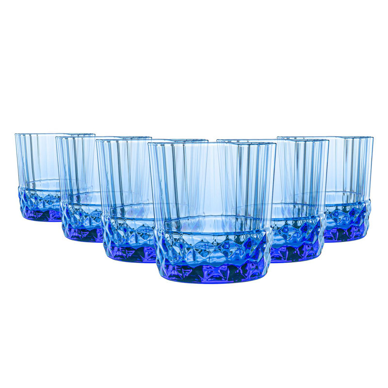 America '20s Whisky Glasses, Blue, 6, 370mL