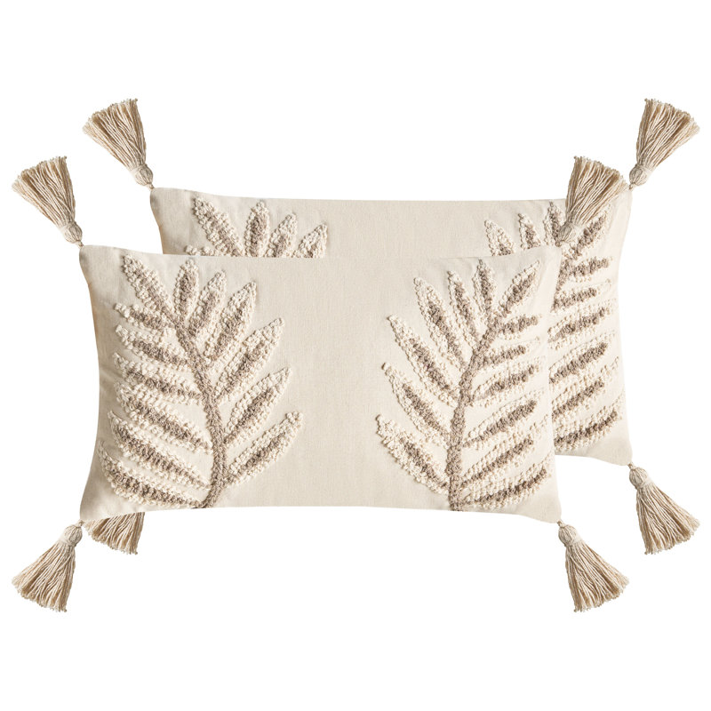 Floral Beige Rectangular Cushion