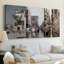 Paysage rétro CLIV - toile tendue sur mesure - 3 pièces-117233351