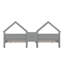 Lit plateforme simple double avec tête de lit en forme de maison et table de chevet intégrée, gris-1794470745