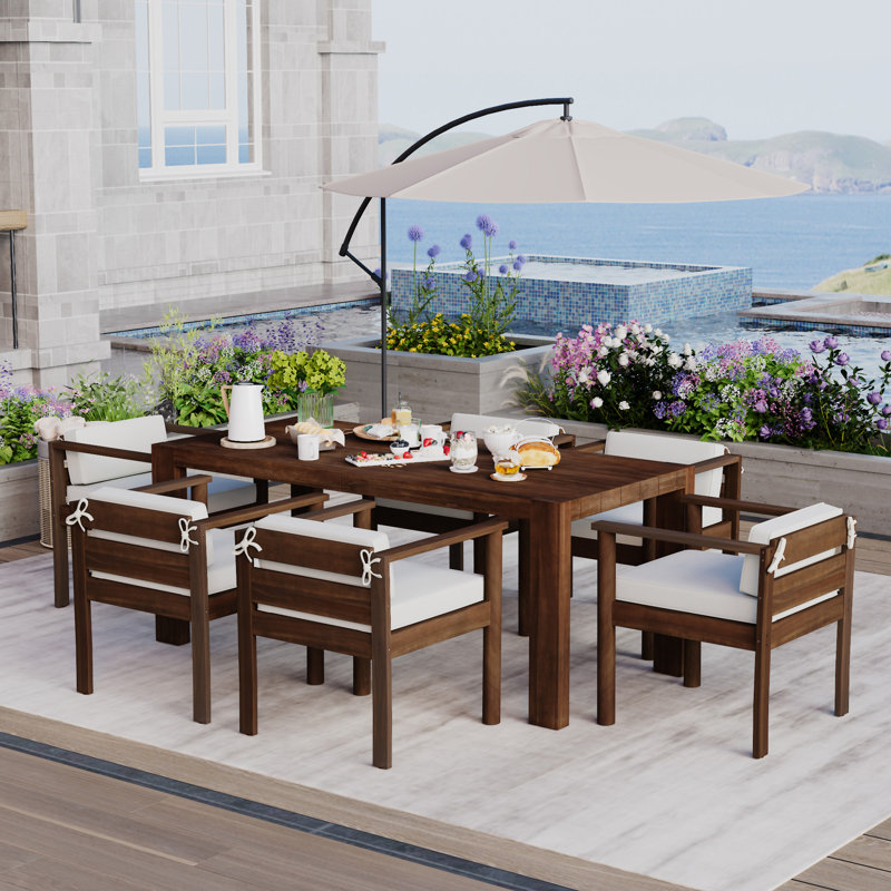 Ensemble de table de salle à manger pour 6 personnes Trexm, Moka