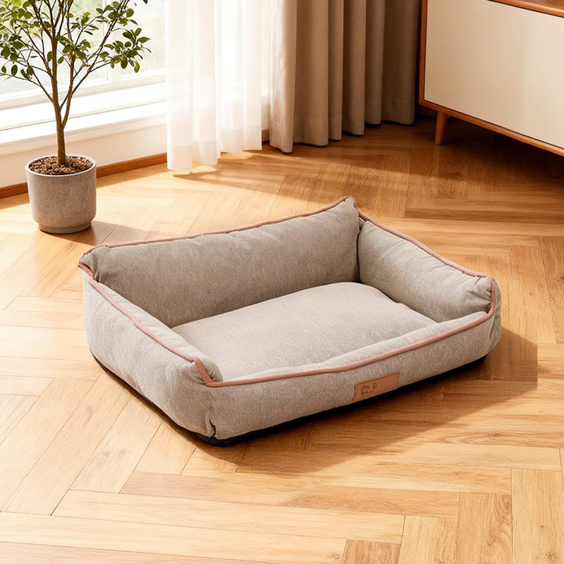 Cotton Pet Bed, Beige, Medium (18cm H x 70cm W x 50cm D)