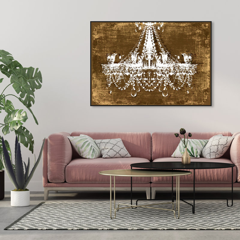 Grand lustre mode et glamour, art mural, H 36 po x l 54 po, Cadre noir