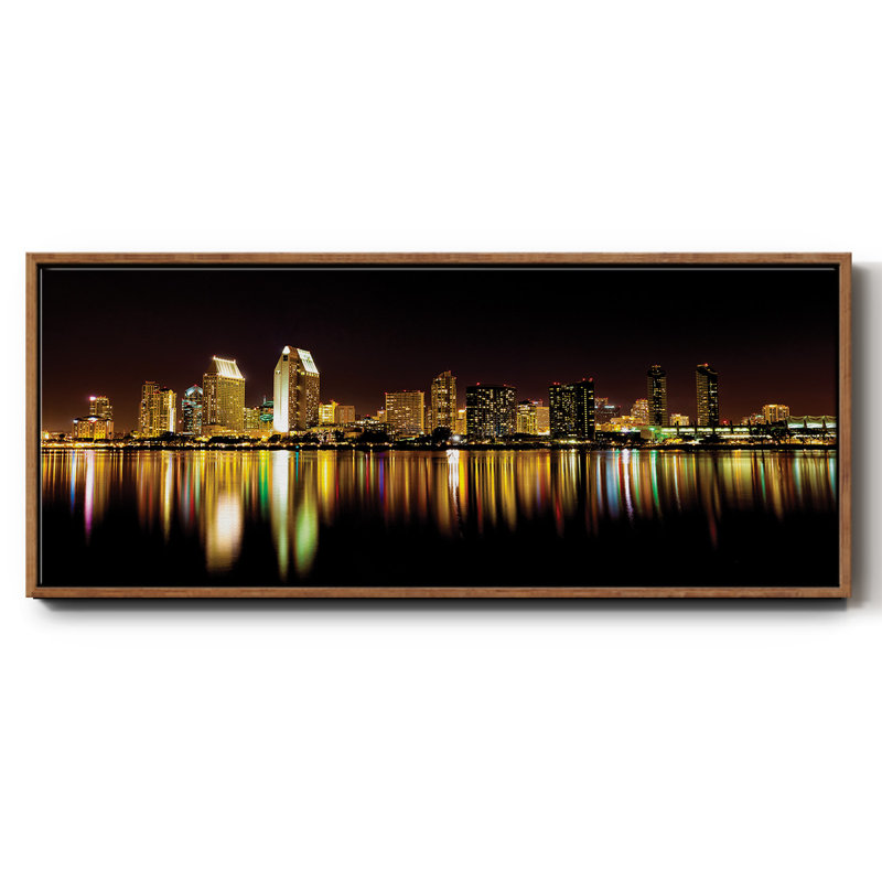 San Diego Skyline - toile encadrée, H 8 po x l 20 po