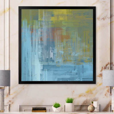 «Blue and Green Frozen Grunge Art», reproduction d'art sur toile encadrée