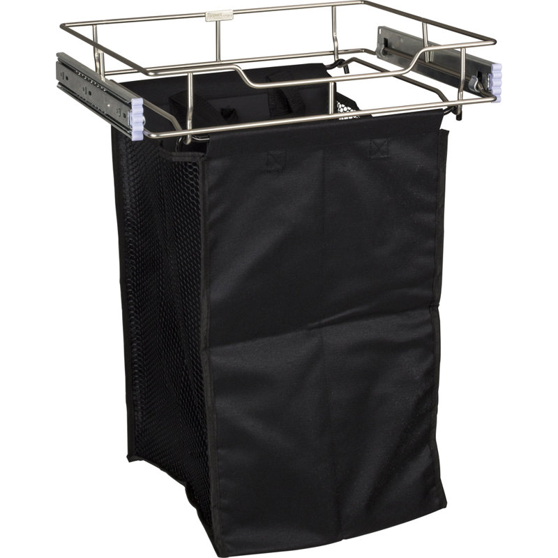 Metal Laundry Hamper with Handles, Satin Nickel, Small (22.5"H x 17"W x 14"D)
