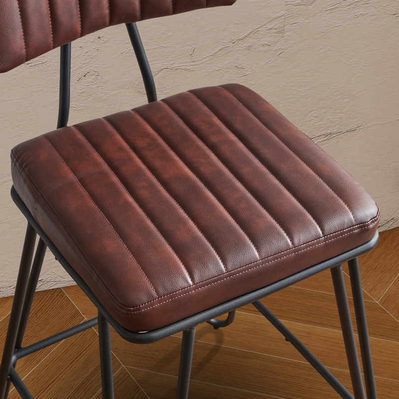 Ensemble de 2 tabourets de bar rembourrés en cuir synthétique, Brun