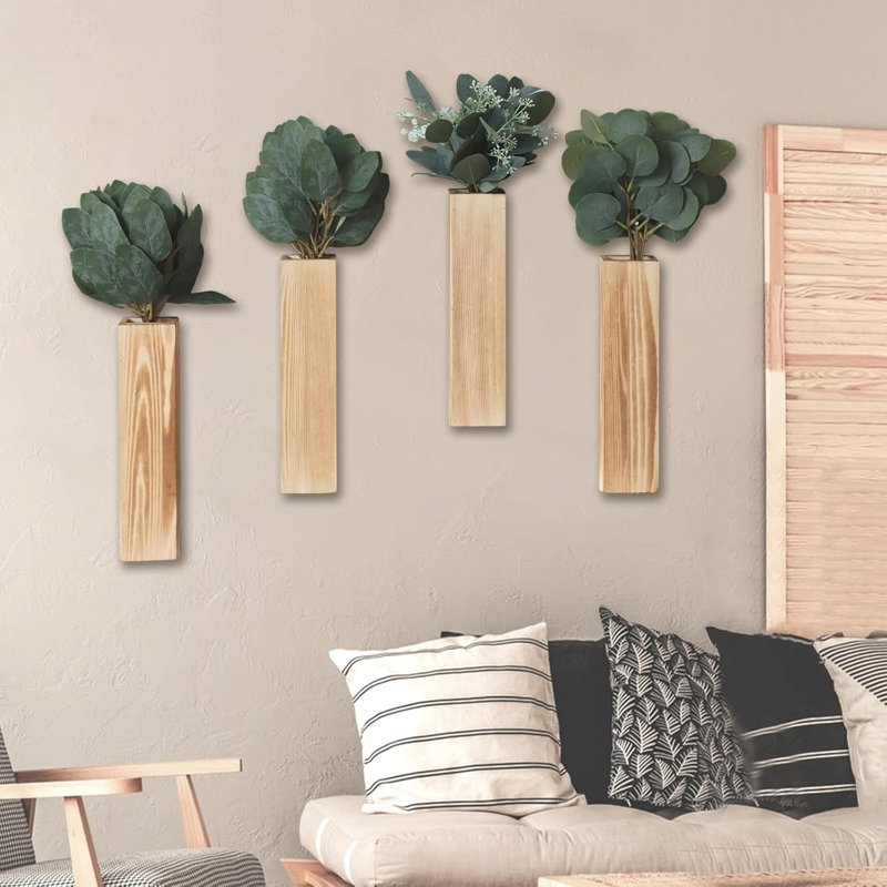 Vase mural en bois Karelie, Couleur du bois, H 11,73 po x l 2,71 po x P 1,5 po