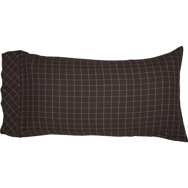 Wyatt King Espresso Brown and White Cotton Pillowcase Set