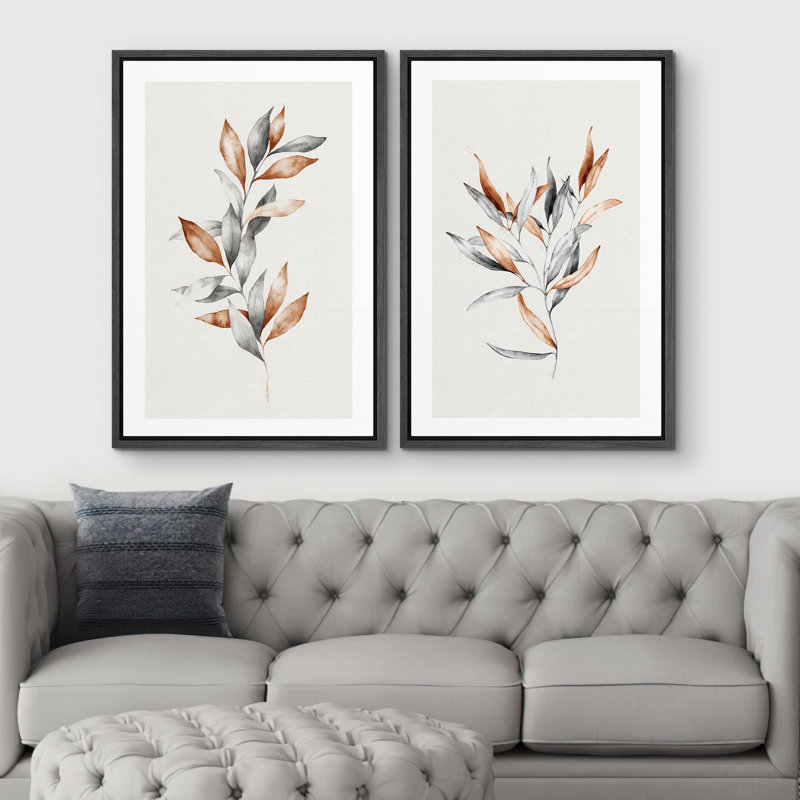Aquarelle, pastel, forêt, plantes, nature, désert, illustrations, art rustique minimal, Noir, H 36 po x l 48 po