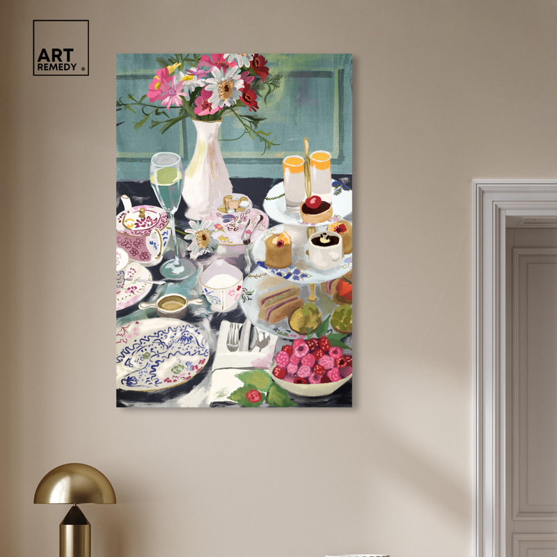 Help Yourself Dessert Canvas Print with Colorful Floral Arrangement