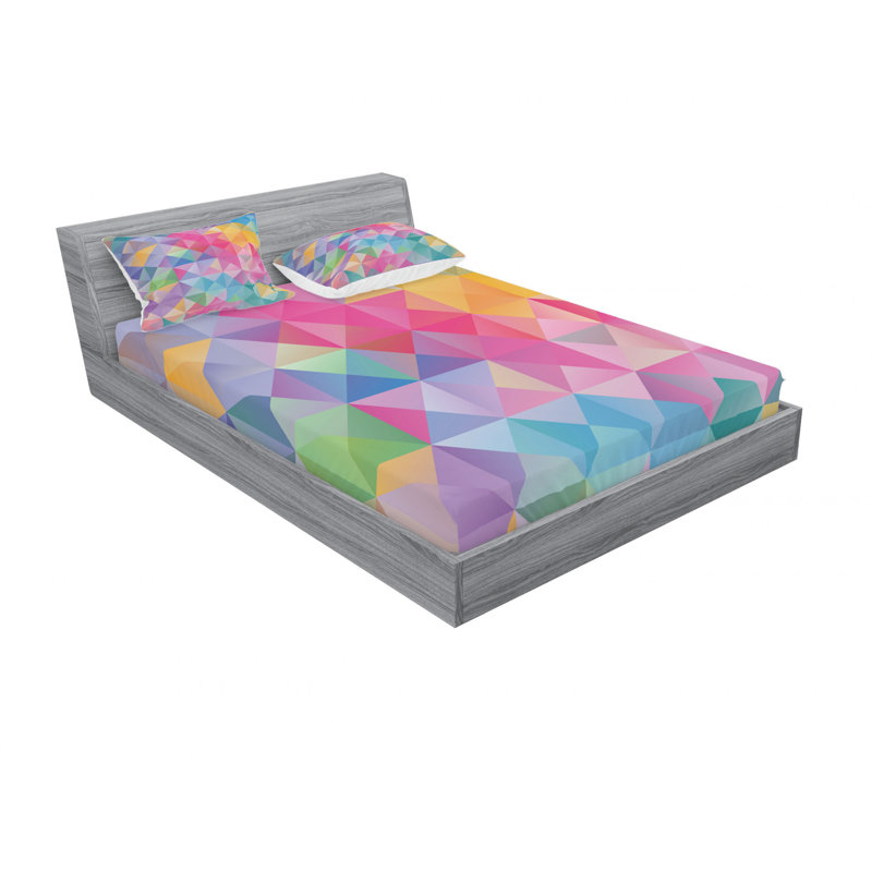 Microfiber Geometric Sheet Set, Queen Sheet Set with Fitted Sheet