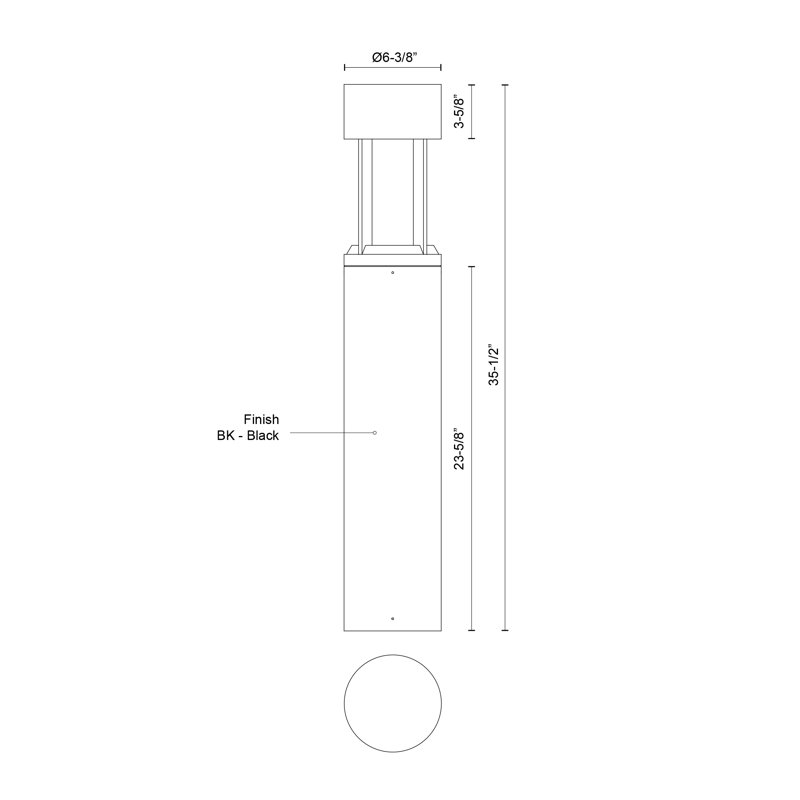 Novato LED Bollard Light, 35.5" H x 6.38" W x 6.38" D