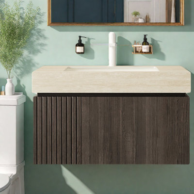 de meuble-lavabo et lavabo moderne de 2 pouces, bois espresso, rangement de salle de bain luxueux