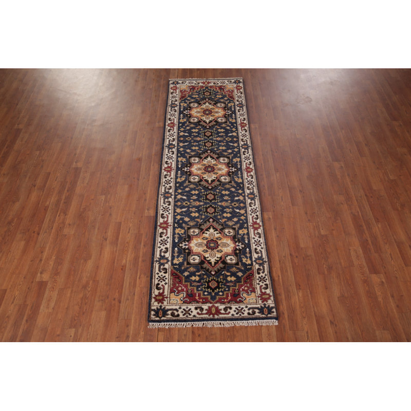 Tapis de couloir bleu Kazak