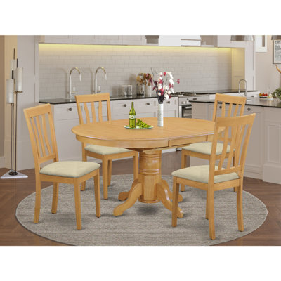 7 Piece Modern Dining Table Set consists of an Oval Wooden Table with Butterfly Leaf and 6 Dining Room Chairs, Black & Cherry