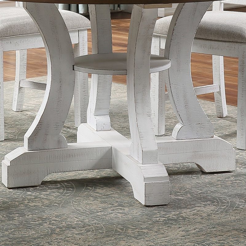 Ensemble de salle à manger Joanie, Brun / blanc / blanc, 7 pièces : table, 6 chaises