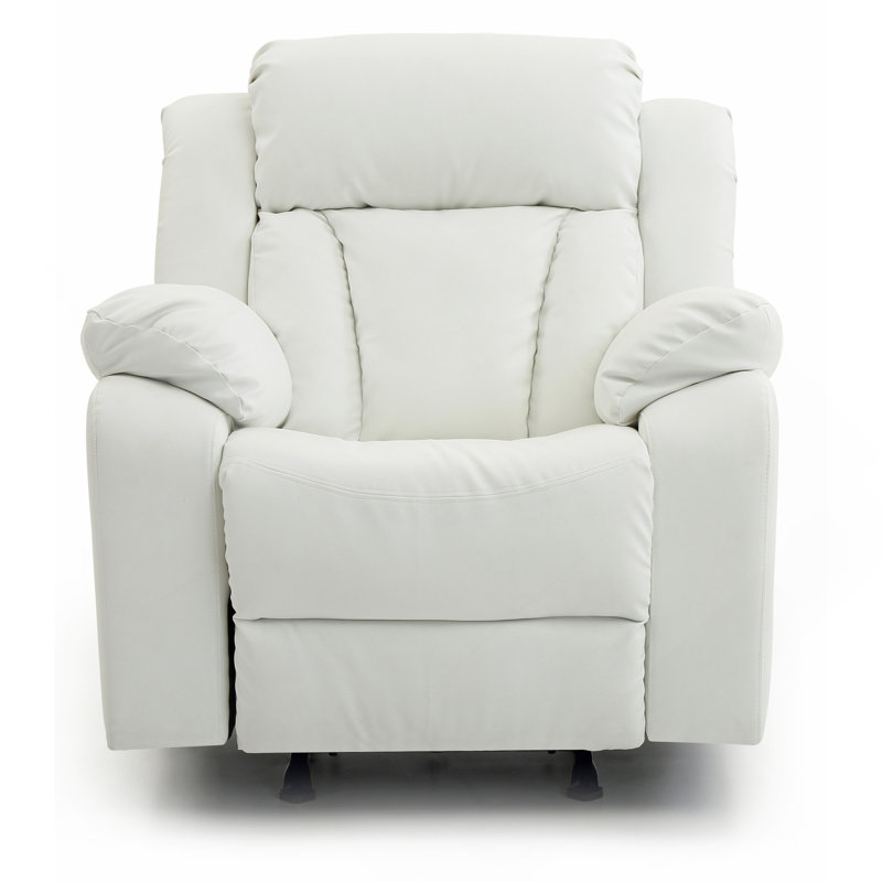 Elegant White Recliner With Padded Arms