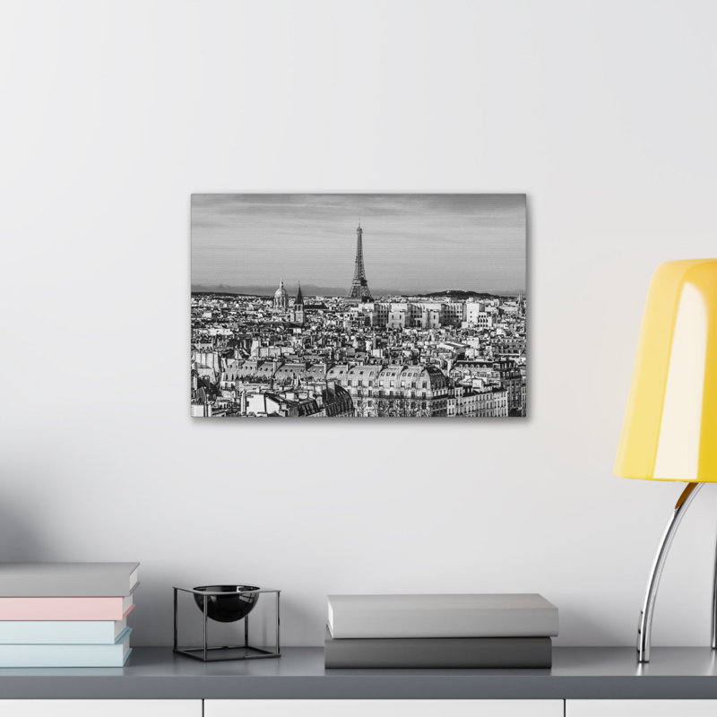 Toile de Paris en noir et blanc, paysage urbain époustouflant, H 24 po x l 30 po