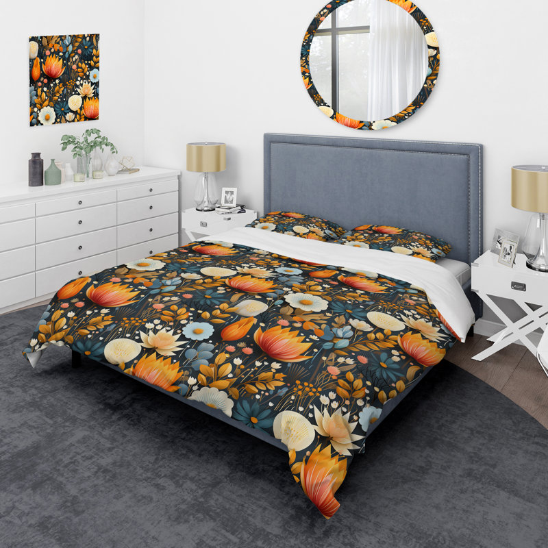 Mod Botanicals - Ensemble de housse de couette Mid-Century, Housse de couette pour très grand lit et 2 très