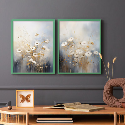 FLORAL Series CCCCLIX - reproduction encadrée de qualité supérieure - prête à être accrochée - aucun clou requis - aucun clou requis