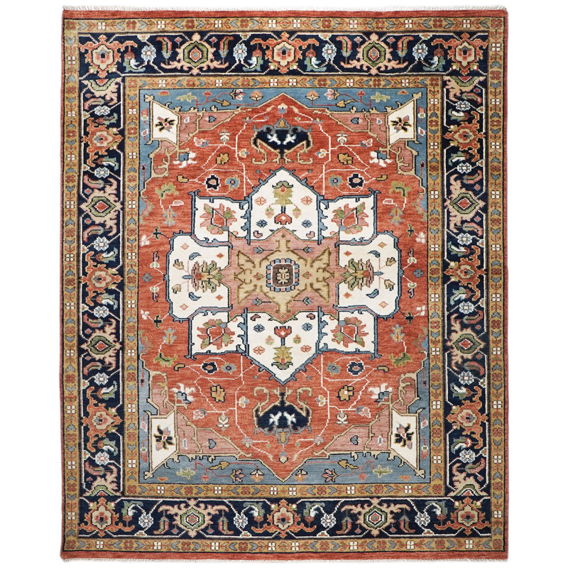 Tapis Oushak en laine noué à la main 9 pi 3 po x 12 po