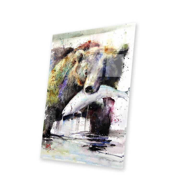 «Brown Bear and Salmon» par Dean Crouser - impression non encadrée, H 24 po x l 16 po x P 0,25 po