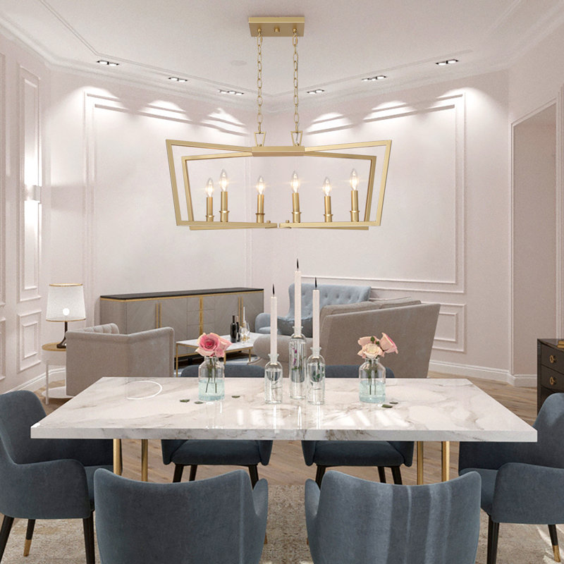 Lustre géométrique à 6 lumières pour îlot de cuisine Stenberg