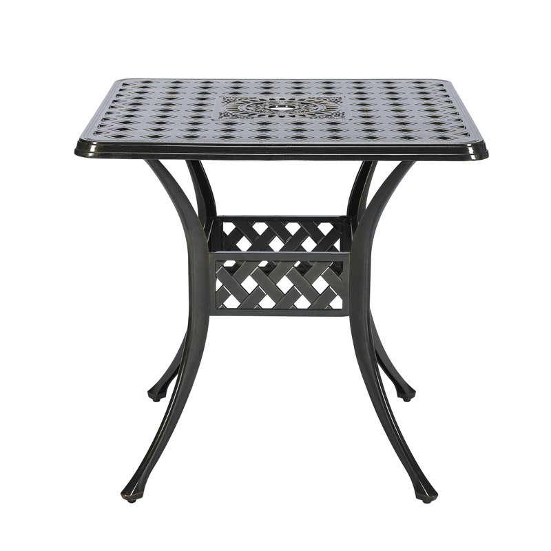 Bohman Square Metal Outdoor Dining Table With Umbrella Hole , 30.48'' in. W 30.48'' in. D
