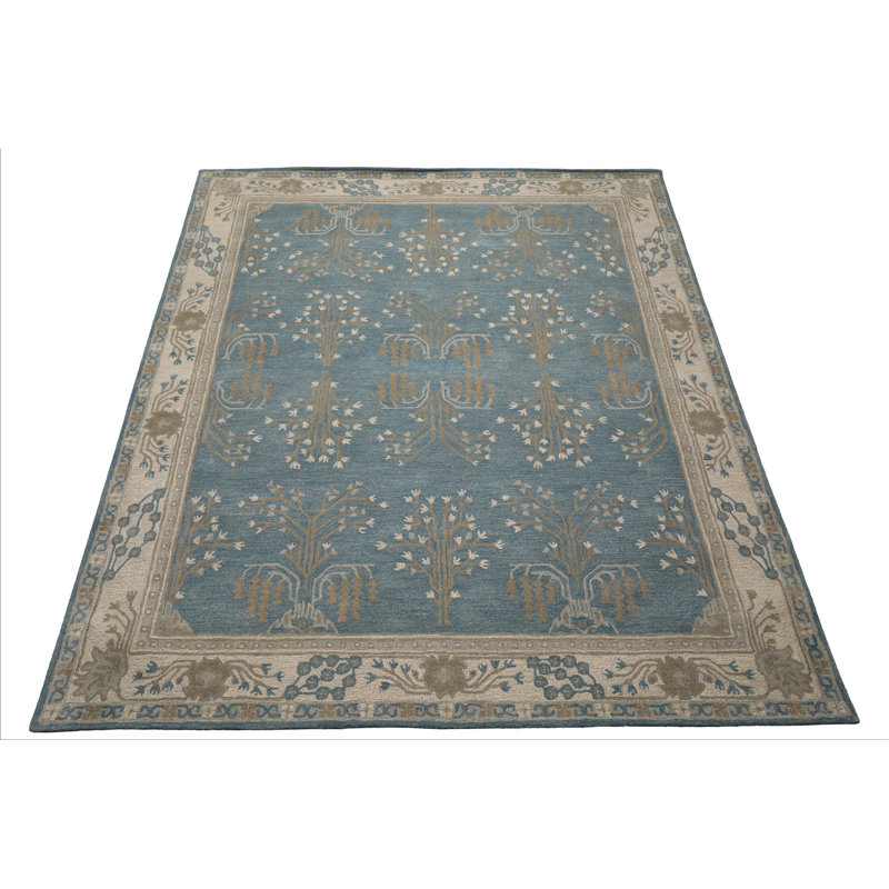Tapis oriental multicolore en laine touffeté à la main, Rectangle de 5 pi x 8 pi