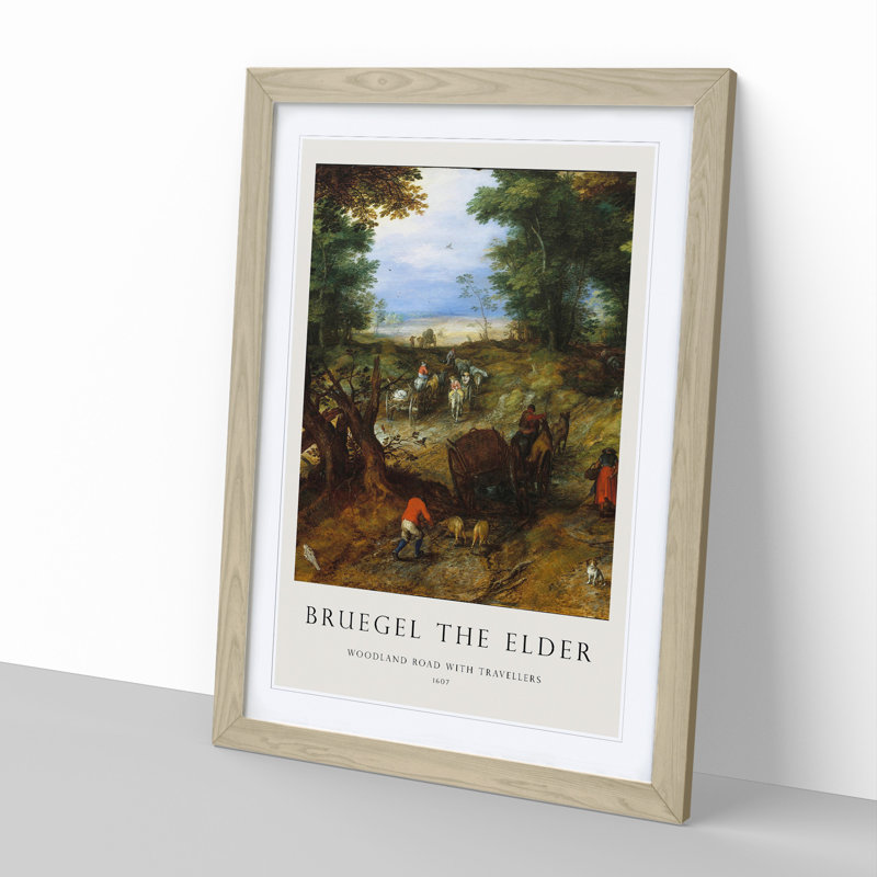 A Woodland Road with Travellers by Pieter Bruegel the Elder - Picture Frame Painting, Oak Framed, 65cm H x 48cm W x 2cm D