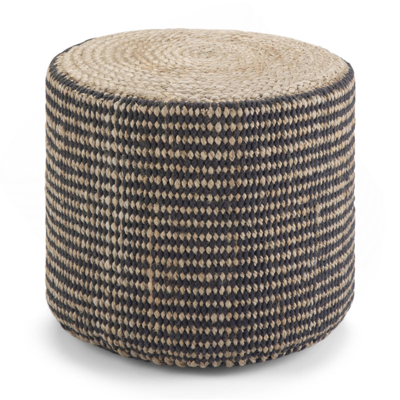 Pouf rond Larissa, Tissu noir