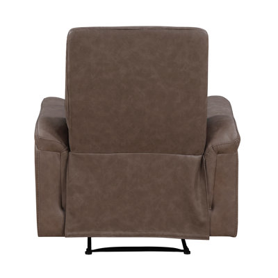 Modern Recliner Chair Brown Microfiber Upholstery Comfort Seat Wooden
