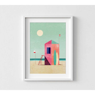 Beach Hut Number Nine Art Print: Coastal Wall Decor, Framed or Unframed
