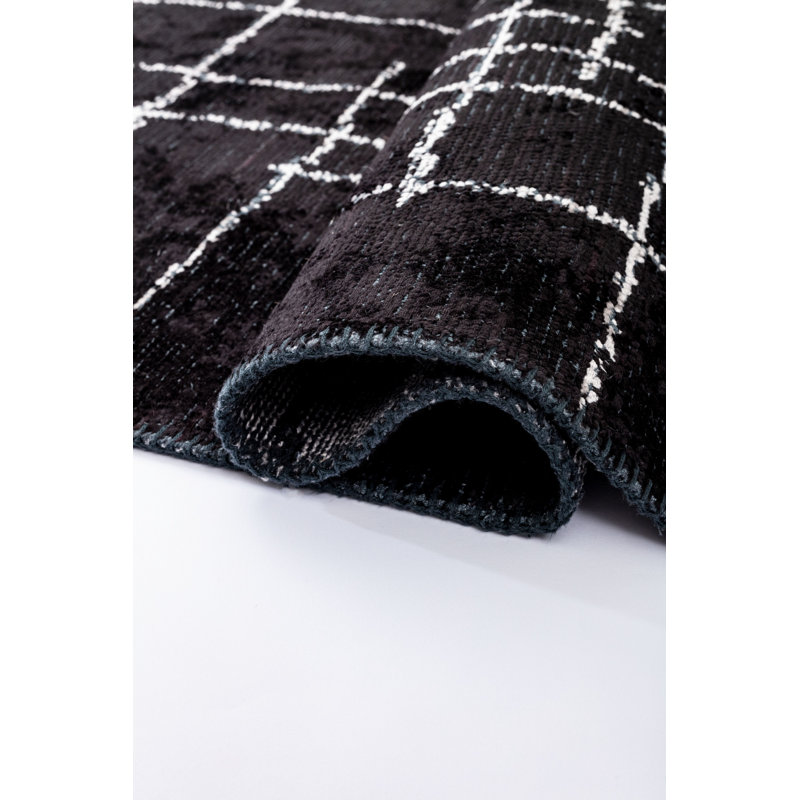 Rapture Black Cream Abstract Luxury Area Rug, Rectangle 7'10" x 9'10"