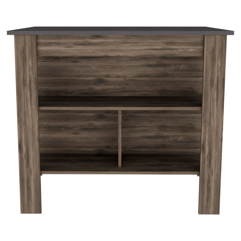 3-Shelf Kitchen Island Dark Brown And Onix, Gray/Brown
