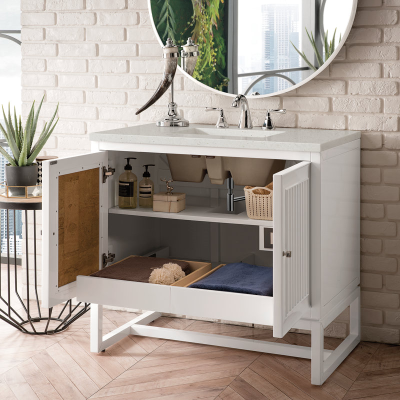 Athens 36'' W Single Vanity, Lime Delight, 8" Widespread, Glossy White