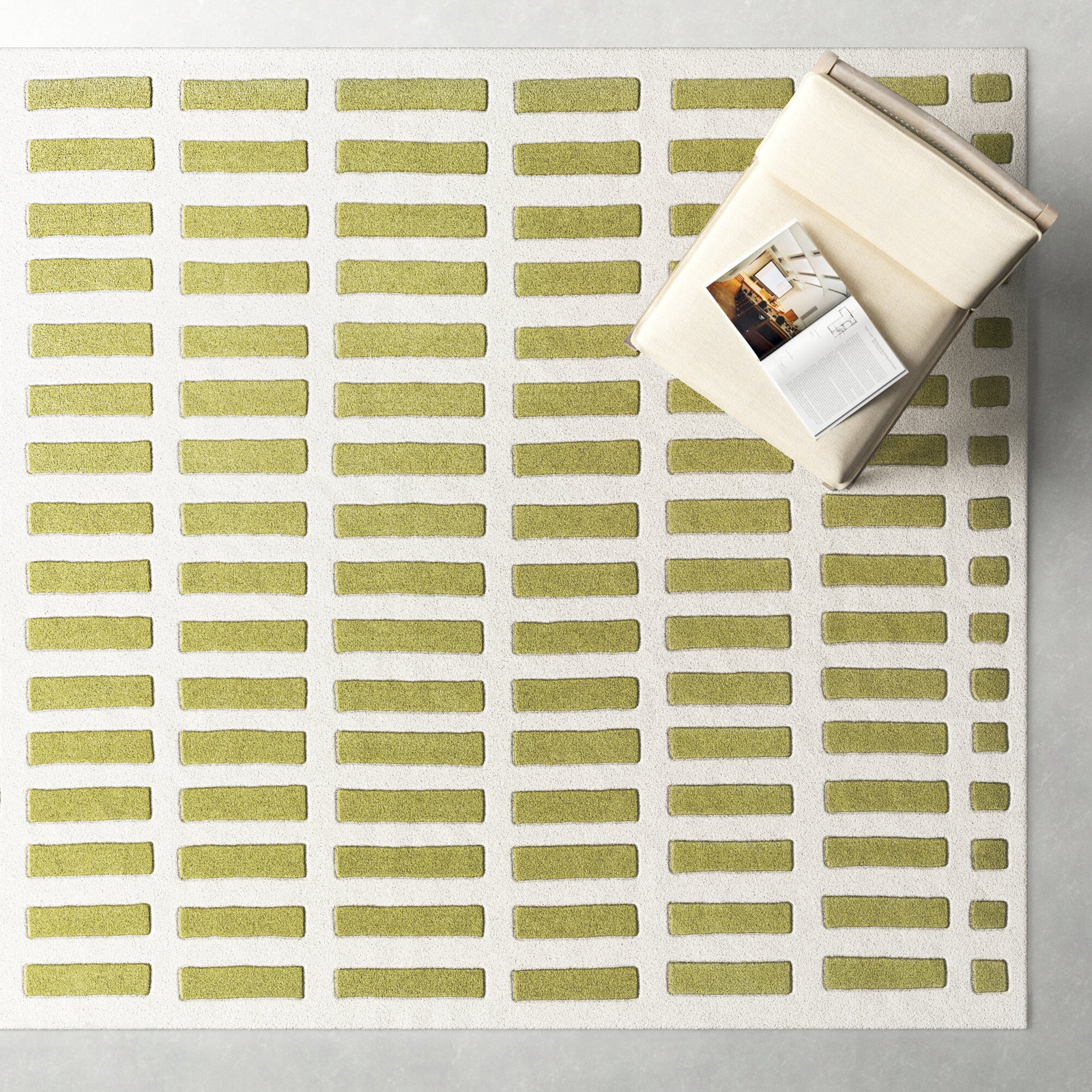 Jason Wu Hand-Woven Geometric Olive Rug, Rectangle 8'10" x 12'