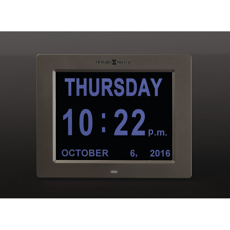Memory Modern & Contemporary Digital Metal Electric Tabletop Clock with Alarm in Satin Silver/Black