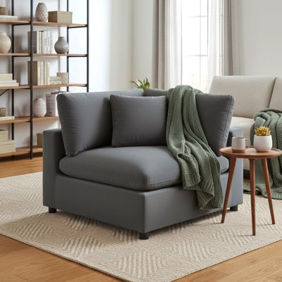 Chaise de coin Caylie - gris anthracite