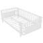 Lit simple en S blanc avec fer, structure, clôture haute à trois côtés, assemblage facile, conception américaine pour la chambre à coucher à installer,