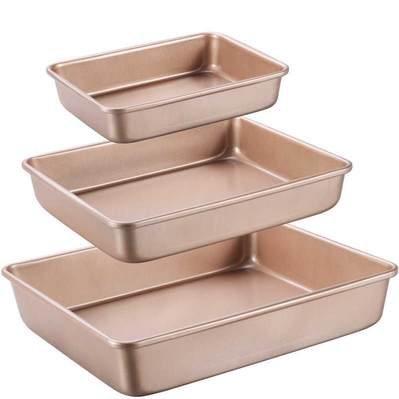 Champagne Gold Nonstick Rectangular Carbon Steel Baking Pan Set