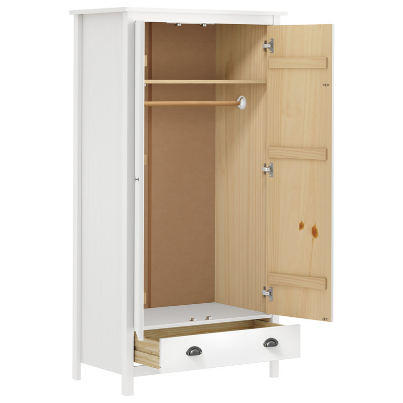Funkhouser 2 Door Solid Wood Wardrobe, White